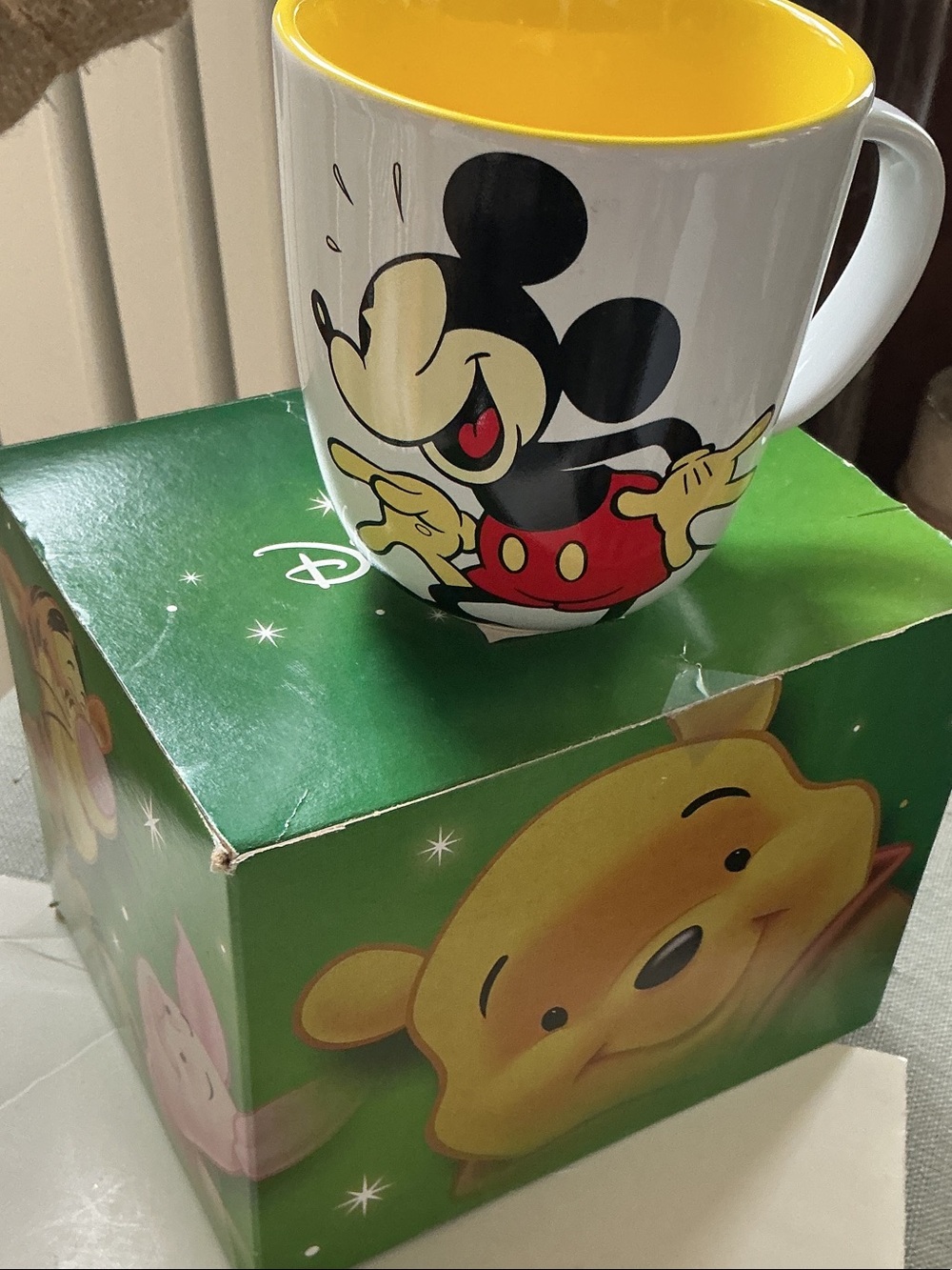 Disney Mickey Mouse White Mug with Yellow Interior